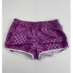 Sporty Pony Checkered Athletic Running Shorts Womens XL Purple